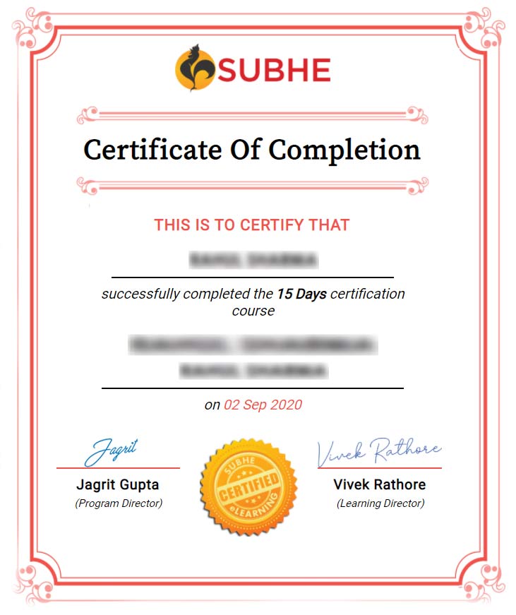 Subhe Certificate