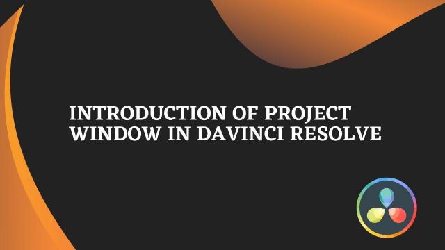 Introduction of Project Window in Davinci Resolve